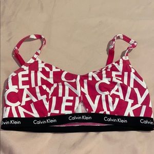 Pink and white Calvin Kline sports bra